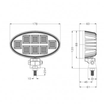 XS Series oval LED work light 160w 12v 24vXS Series Work Light0909 - 160SRH LightingSRH Lighting